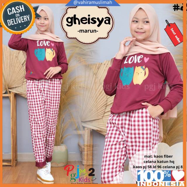 GHEISYA SET - SETELAN ANAK PEREMPUAN MUSLIMAH GAMIS SYARI ORIGINAL BY PGJ 2 (COD)