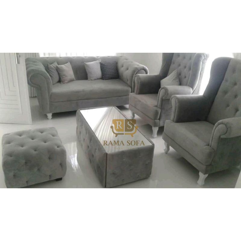 Sofa Chesterfield kursi tamu sofa minimalis sofa shabby sofa wingchair