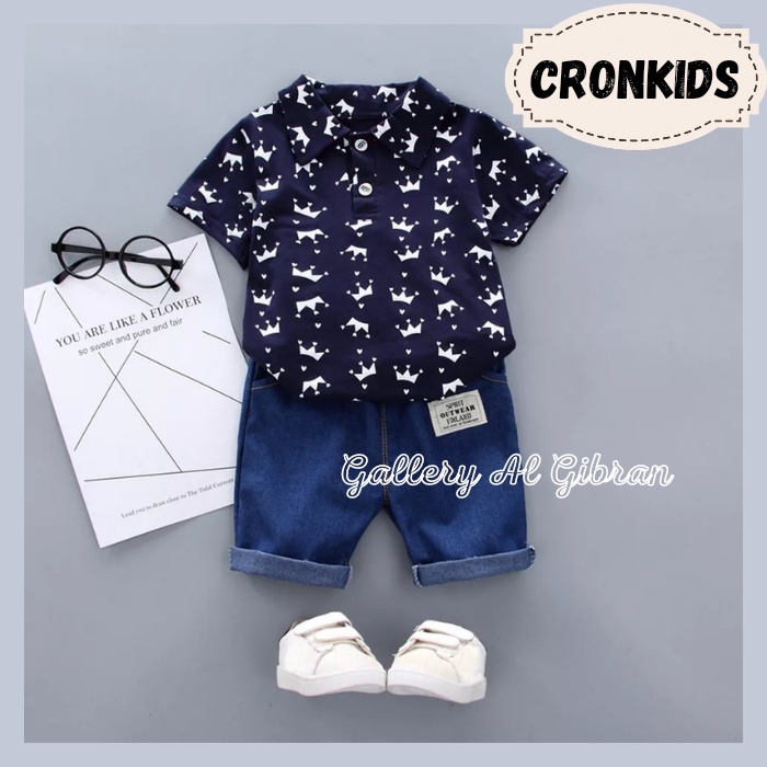 Pakaian Baju Setelan Stelan Set Hem Anak Laki laki Cowok Baju Kemeja Kameja Motif Fashion Anak Anak 