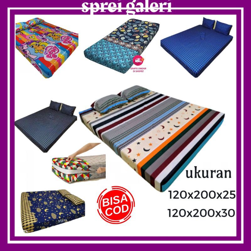 Sarung Kasur 120x200x25 120x200x30 Sprei Resleting Busa No 3 Springbed Murah Karakter Bahan Katun Mi