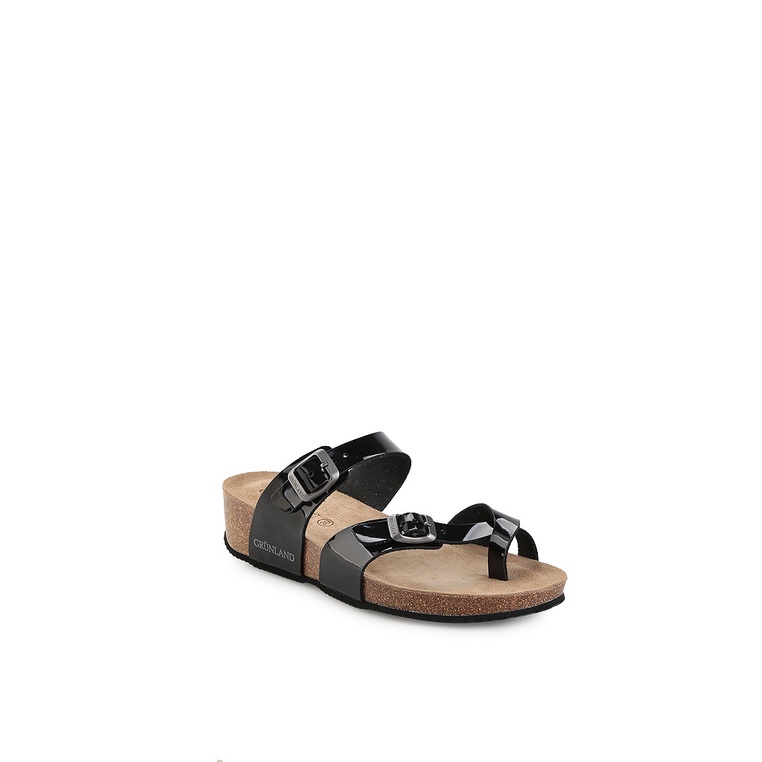 SANDAL JEPIT KULIT GRUNLAND WANITA ORIGINAL FLAT CASUAL HITAM GRW01