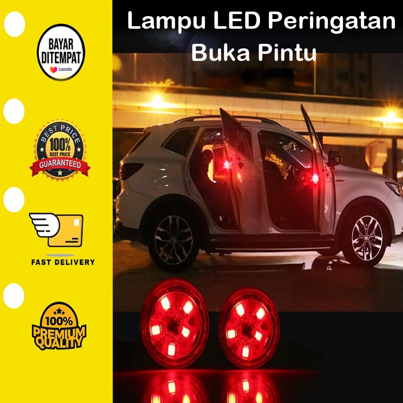 [BISA COD] 2Pcs Lampu LED Peringatan Buka Pintu Mobil Wireless Safety Car Door Warning Light