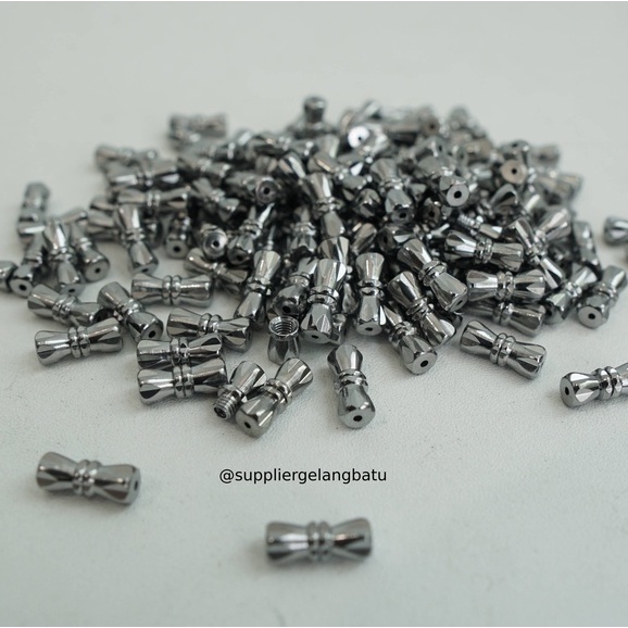 Aksesoris stopper putar 10mm silver bahan rangkai gelang kalung tali