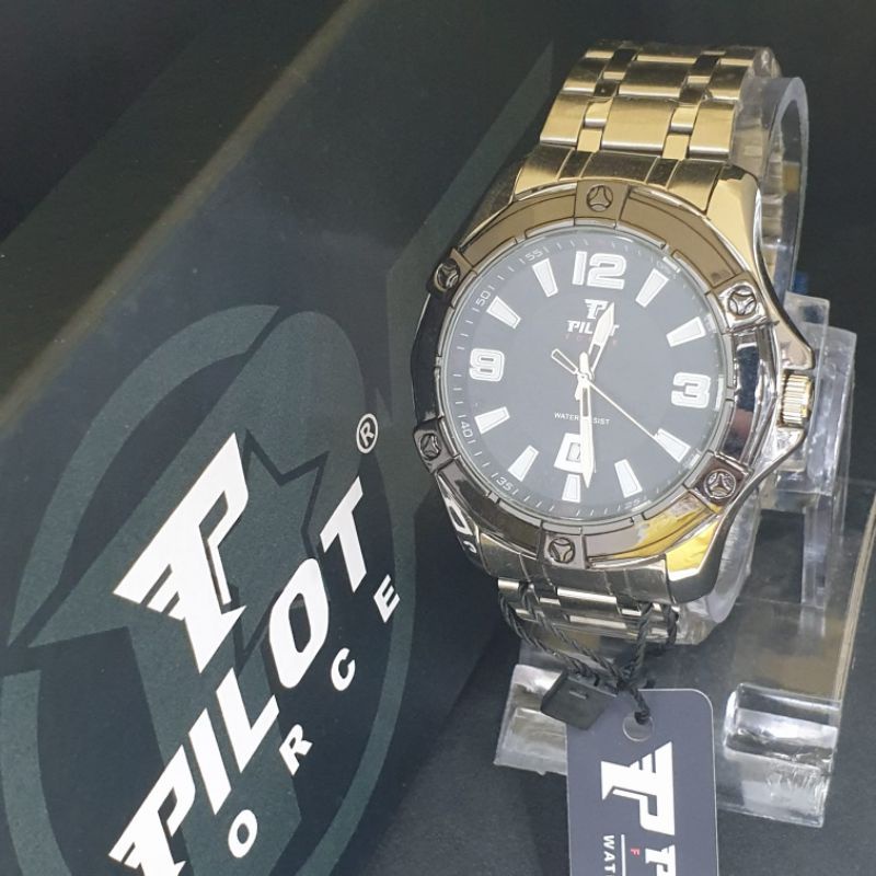 JAM TANGAN PRIA PILOT - JAM TANGAN PRIA TALI RANTAI TANGGAL AKTIF