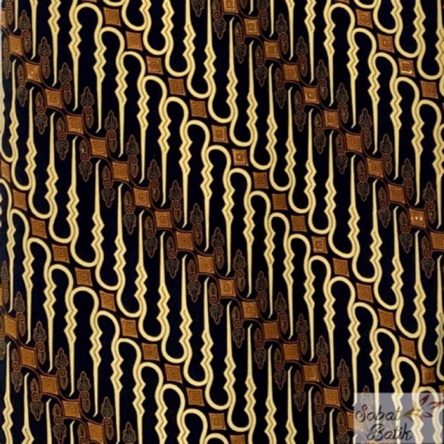 Kain Batik Semi Sutra Motif Parang 91145 Hitam Sogan