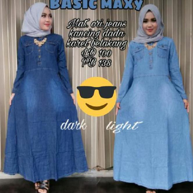 ABG Gamis Kantong Maxy Jeans - Biru Muda Fashiion muslim/Dress Muslim