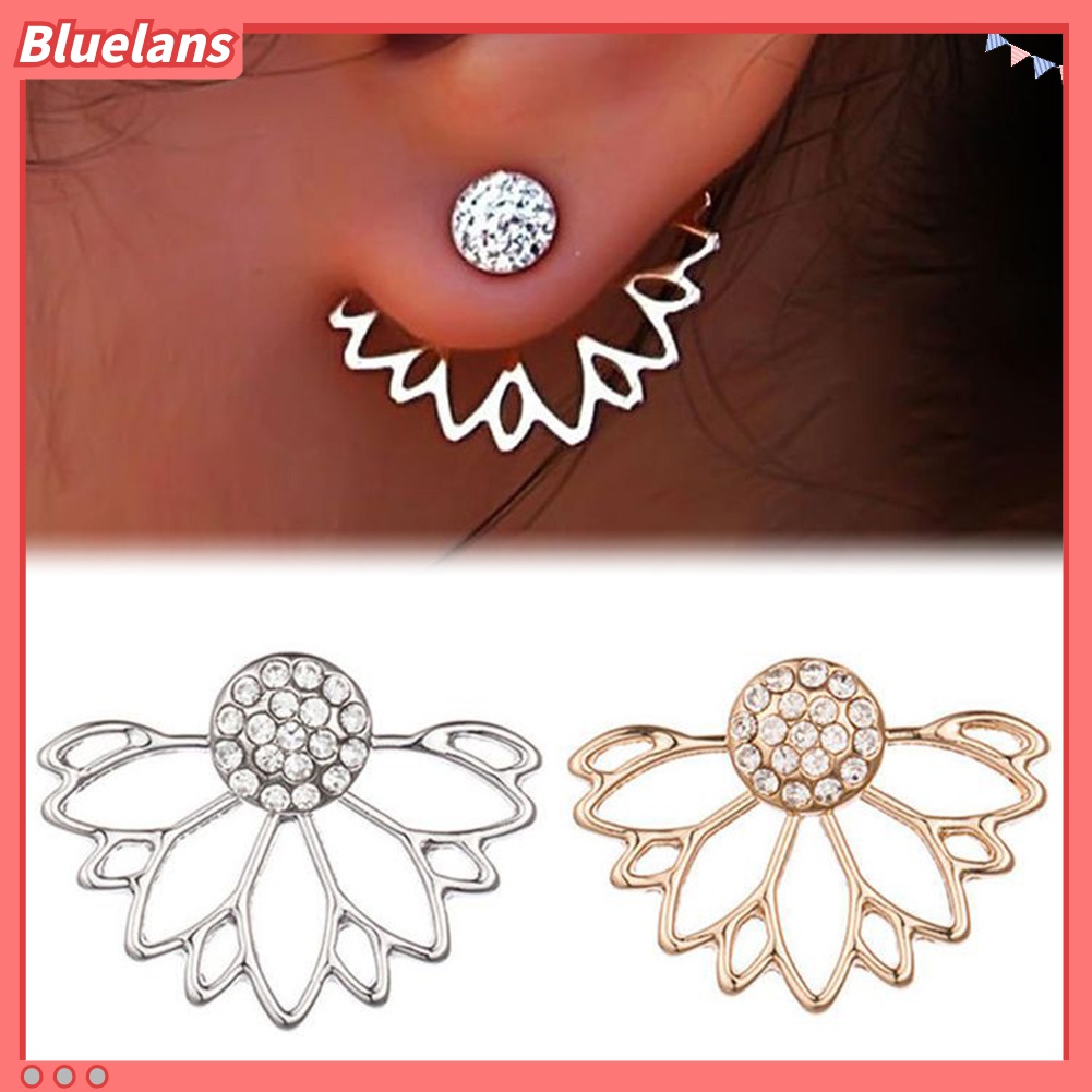 Anting Stud Berlian Imitasi Model Hollow Out Untuk Wanita