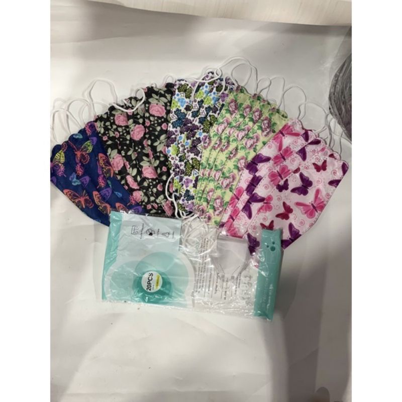 masker kf94 motif bunga n kupu2