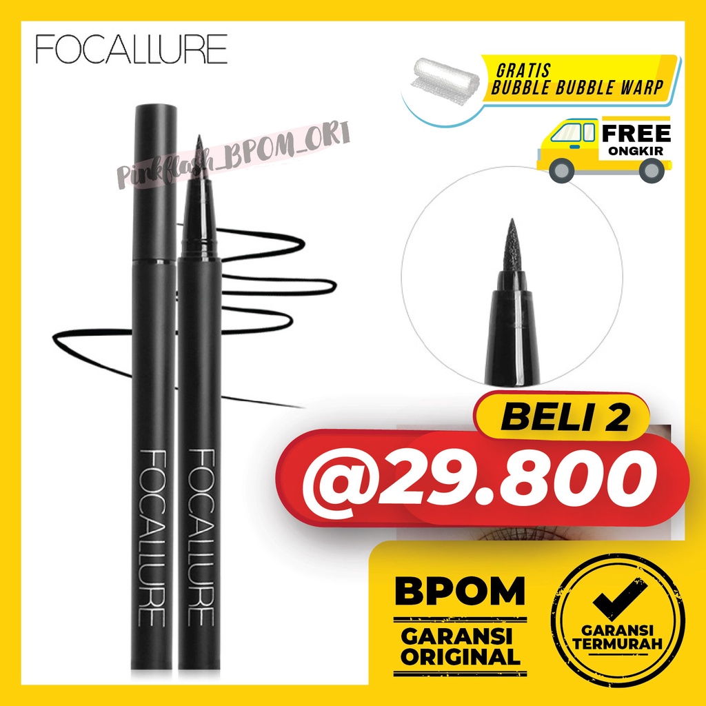 FOCALLURE Eyeliner Focallure Tahan air Black Liquid Eyeliner Pensil Focallure pensil alis makeup  mata Eye Liner Waterproof FA13