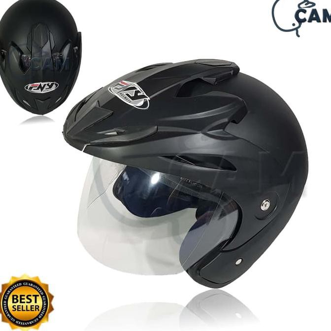 Laris Helm motor sni FNY predator black doff polos size besar PROMO