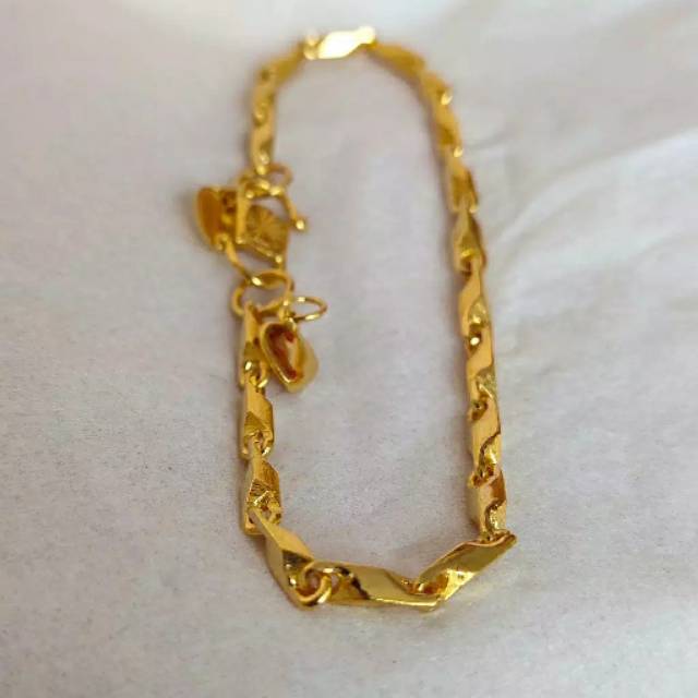 Fourfashion Gelang Biji Padi Kecil Lapis Emas 24k Tebal