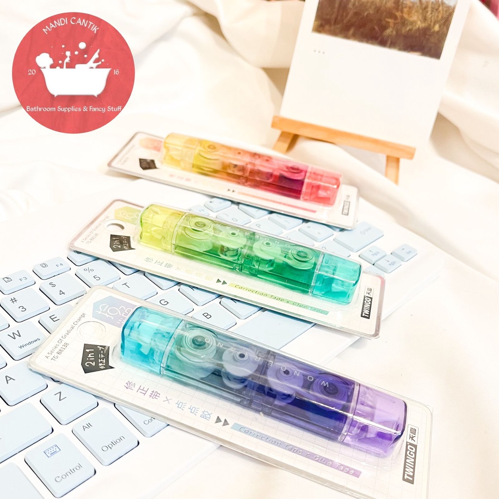 

twinggo 2 in 1 set correction tape dan glue tape TG-B8138 tipe x kertas lucu alat tulis kantor imut kado unik souvernir cod