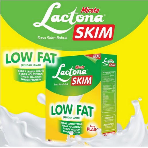 

LACTONA SUSU SKIM LOW FAT UNTUK DIET RENDAH LEMAK UK.300 GRAM