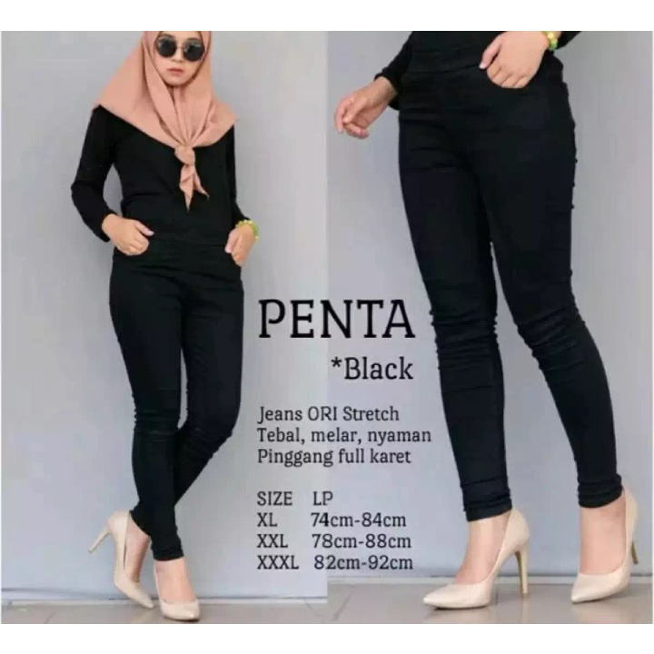 PROMO TERMURAH - Celana Jeans Wanita - Jumbo - Pinggang Karet - Denim Melar Street