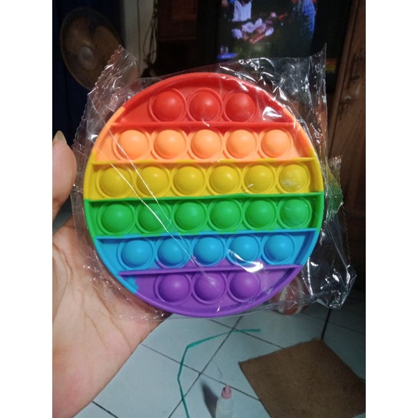 Pop It murah / Pop it besar / Pop it fidget / pop it tie dye / pop it rainbow-Bulat pelangi