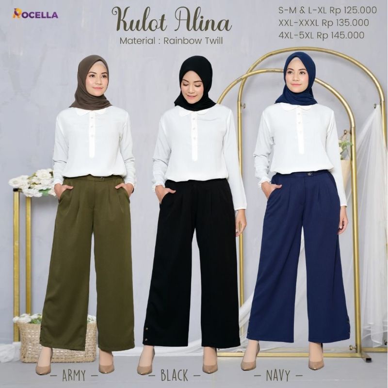 Rocella Kulot Alina Kulot Wanita Bahan Rainbow Twill