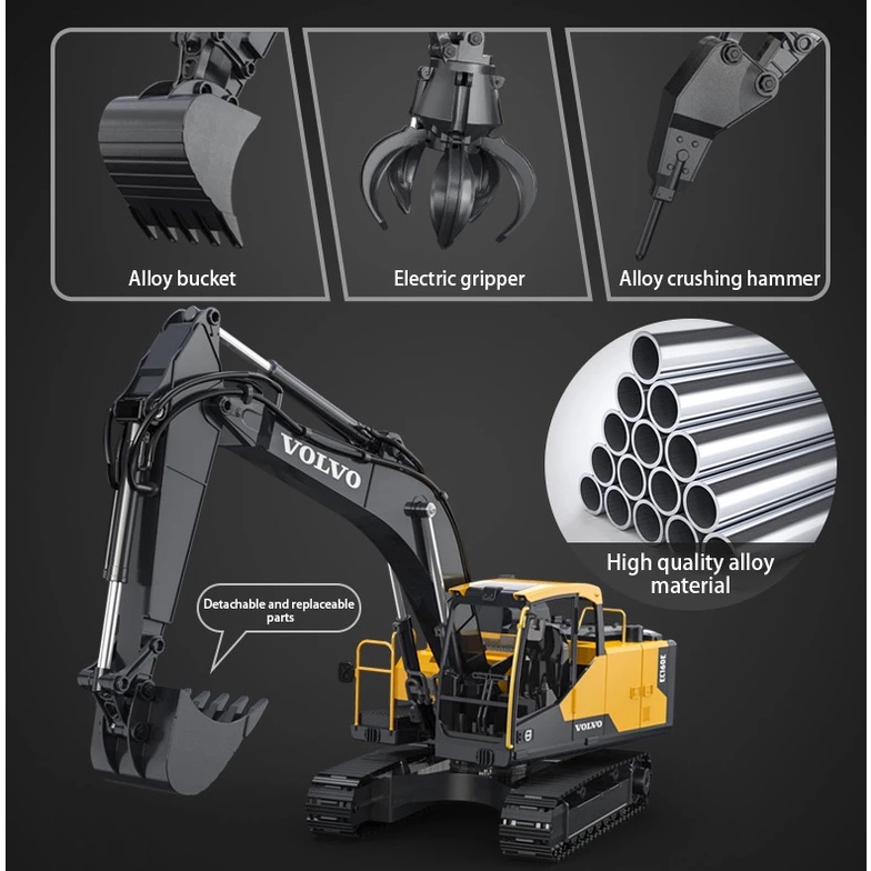 RC excavator volvo Double E 598 （EC160E) metal  3 in 1