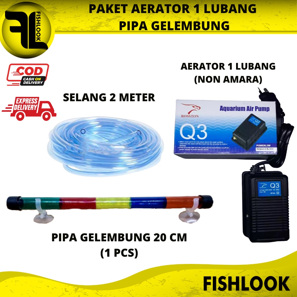 PAKET LENGKAP AERATOR 1 LUBANG PIPA GELEMBUNG AQUARIUM AQUASCAPE