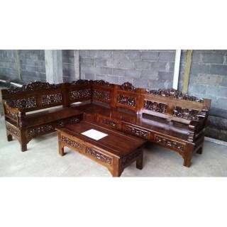 Set meja  kursi tamu sudut  ukir mewah antiq mebel meubel 