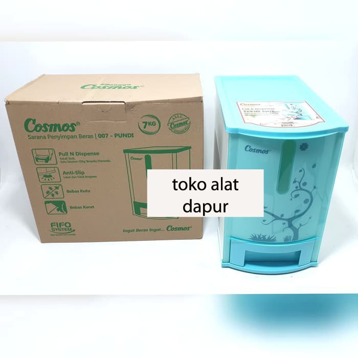 Tempat penyimpanan beras 7kg COSMOS FIFO 007 Pundi - Rice box mini