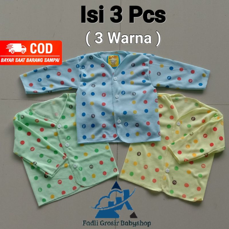 3 PCS Baju Bayi Newborn Lengan Panjang Polkadot