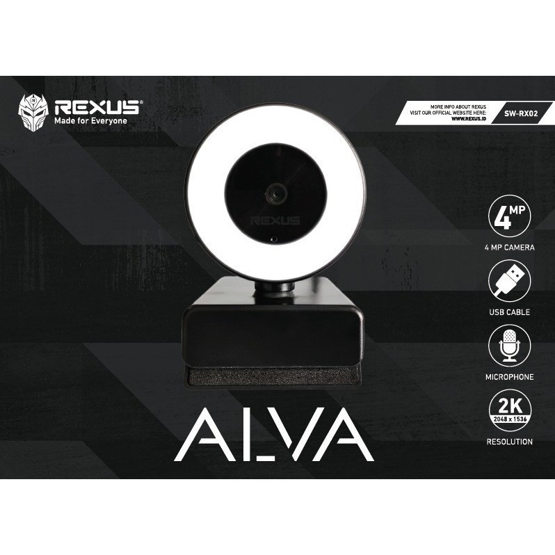 Webcam Rexus ALVA SW-RX02 2K 4MP Autofocus Ring Ligth