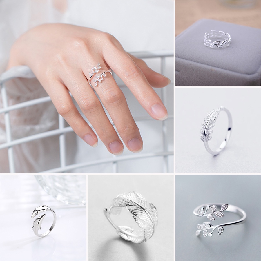 Cincin silver s925 Model Terbuka Dapat Disesuaikan Tahan Air Tidak Karat Desain Hewan daisy Untuk Pria Dan Wanita