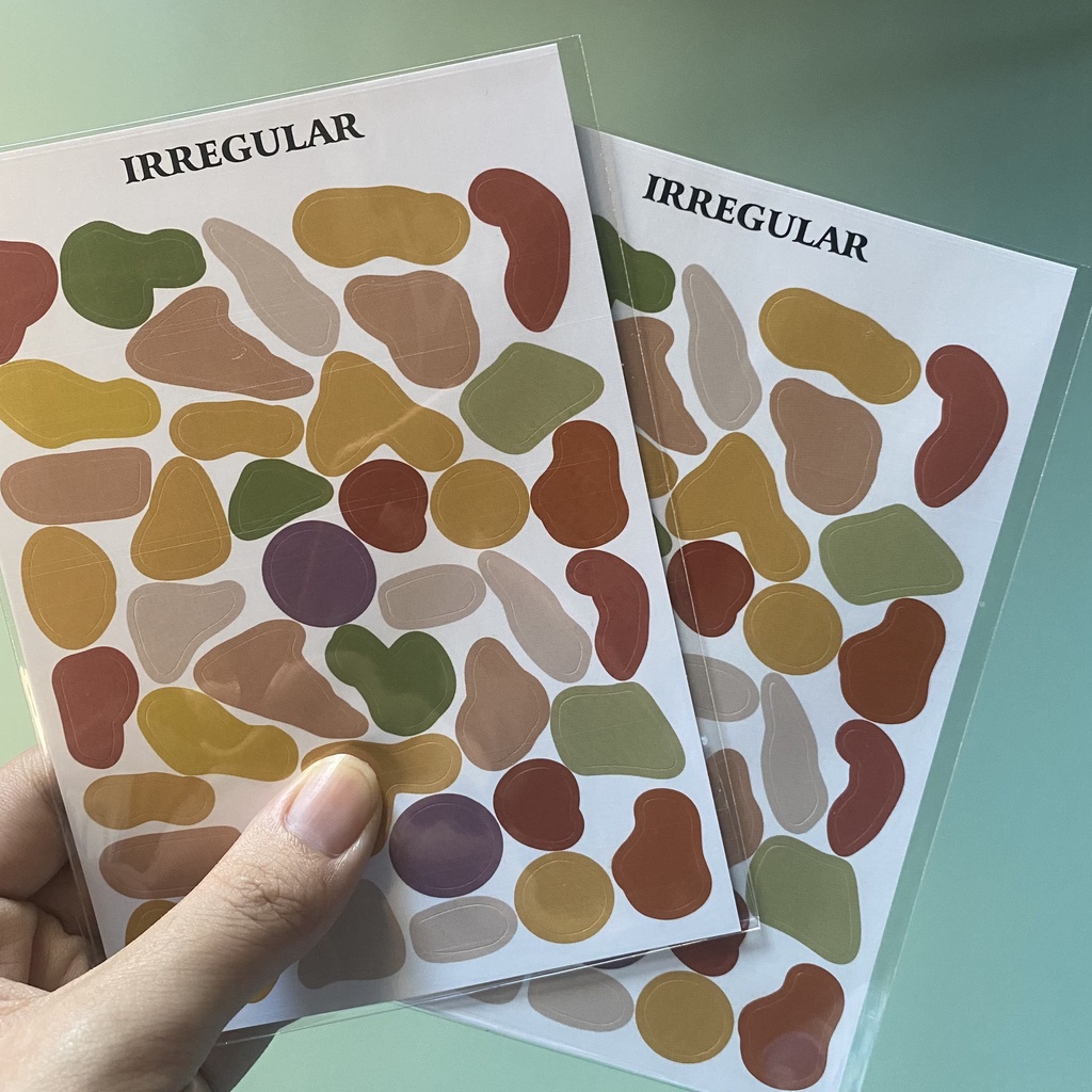 

Stiker Dekorasi Bentuk Tidak Tetap Abstrak Warna Netral Lucu Kawaii / Sticker Irregular Shape Abstract Random Neutral Color Aestethic Cute
