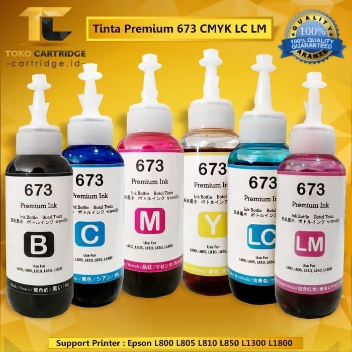 Tinta Premium Ink 673 pengganti Epson T673 refill Printer Epson L800 L805 L850 L1800 L 800 805 1800