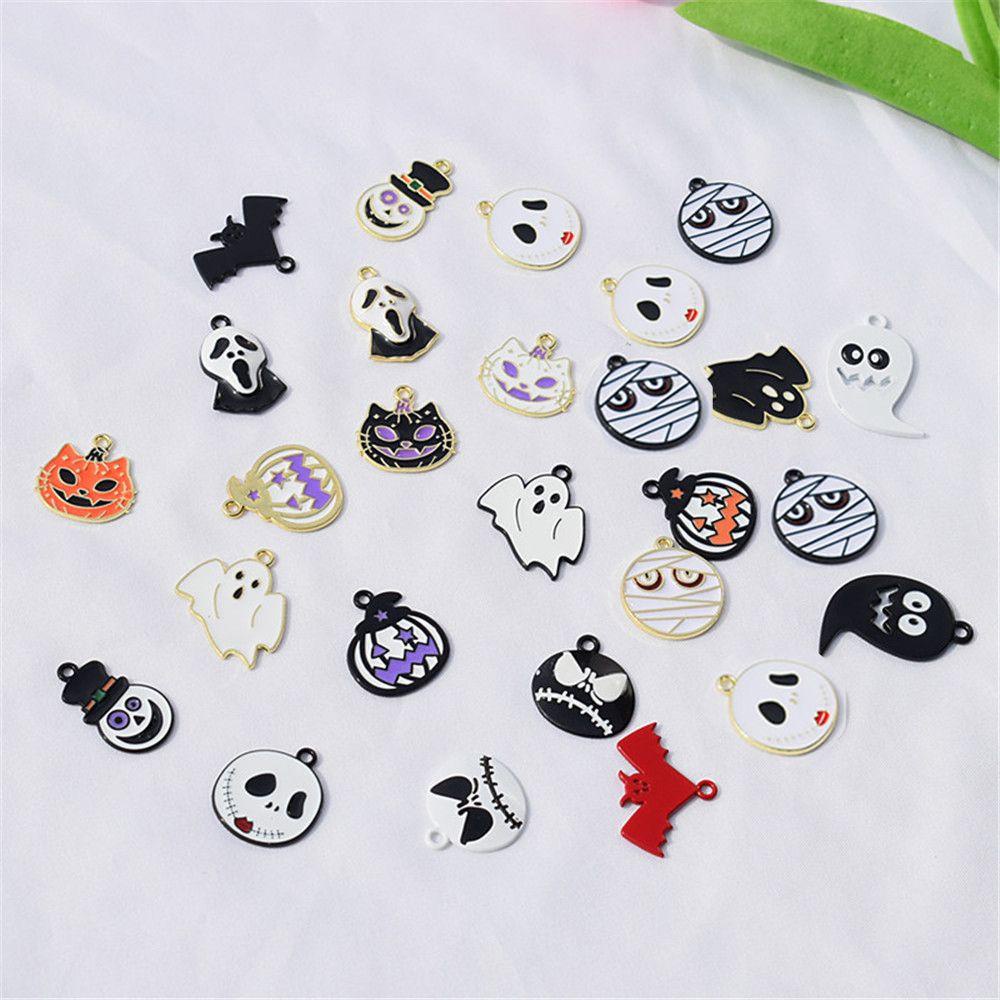 Lily 2pcs Enamel Charms Labu Hantu Kelelawar Anting Gelang Aksesoris Liontin