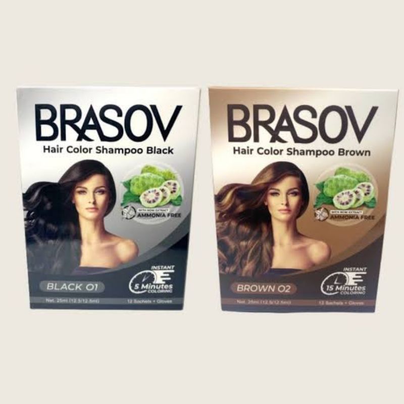 Brasov Hair Color Shampoo Black And Brown / Pewarna Rambut