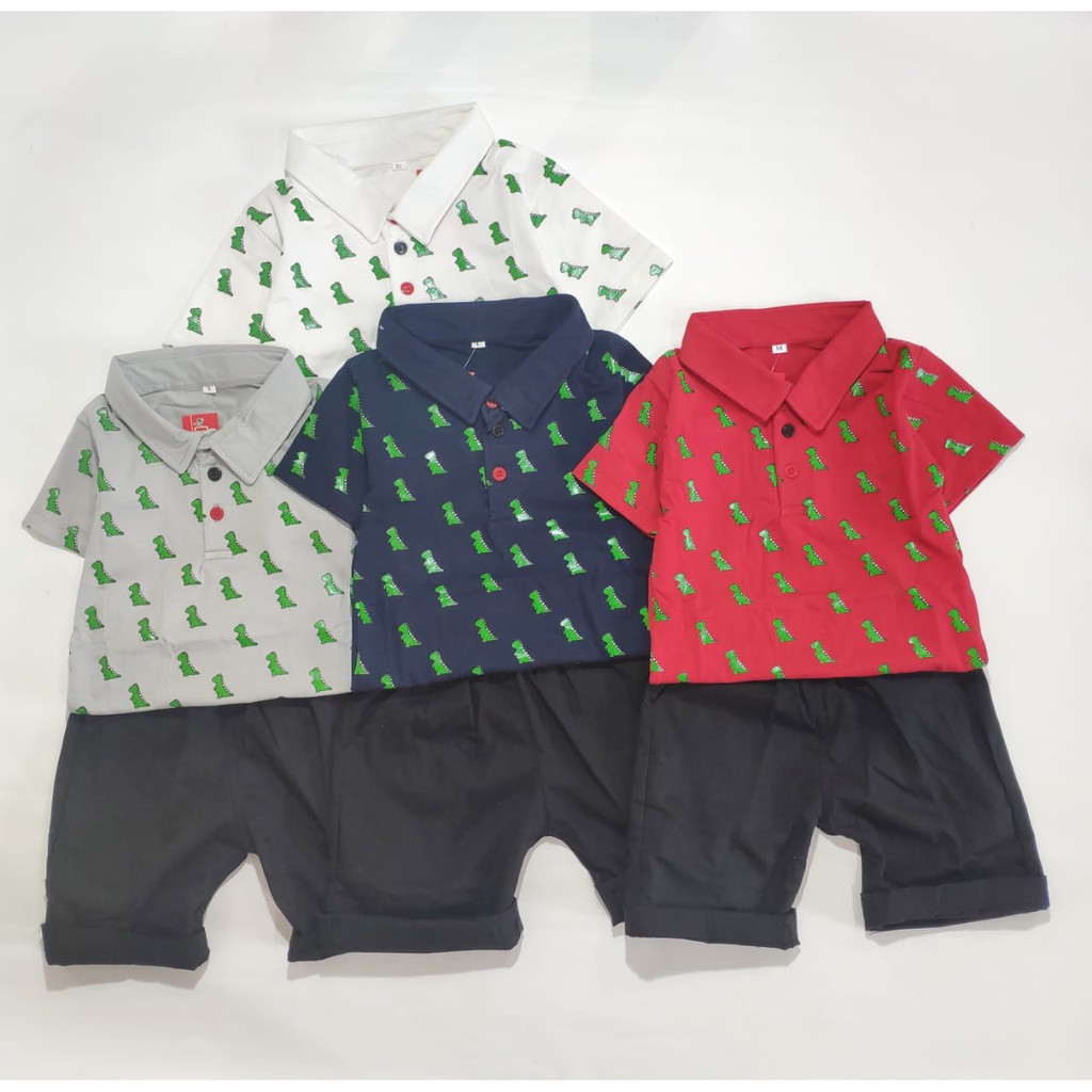 Baju Anak Bayi Laki Laki Setelan Kerah Bayi Dino