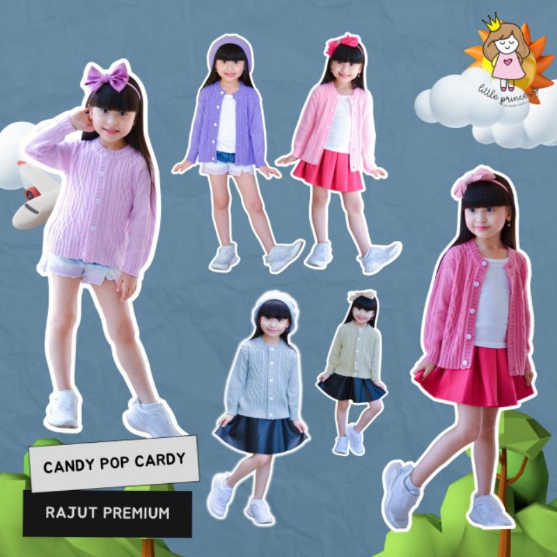 Afsheenastore Cardigan Rajut Anak Candy Pop Cardy