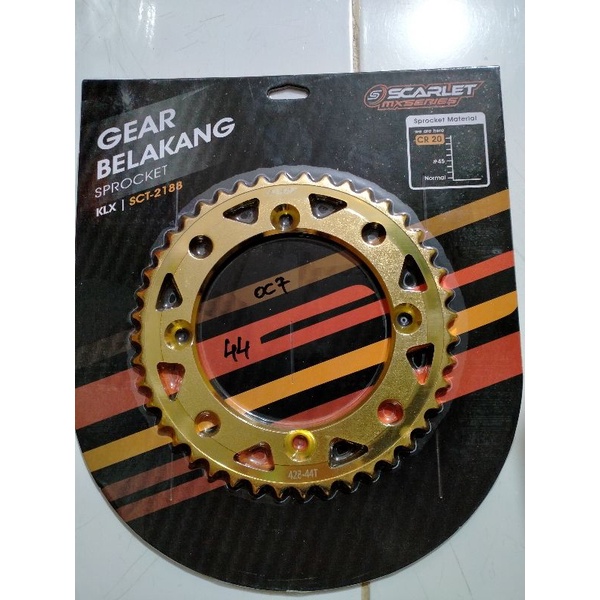 gear belakang KLX 150 scarlet ukuran 44 45 46 47