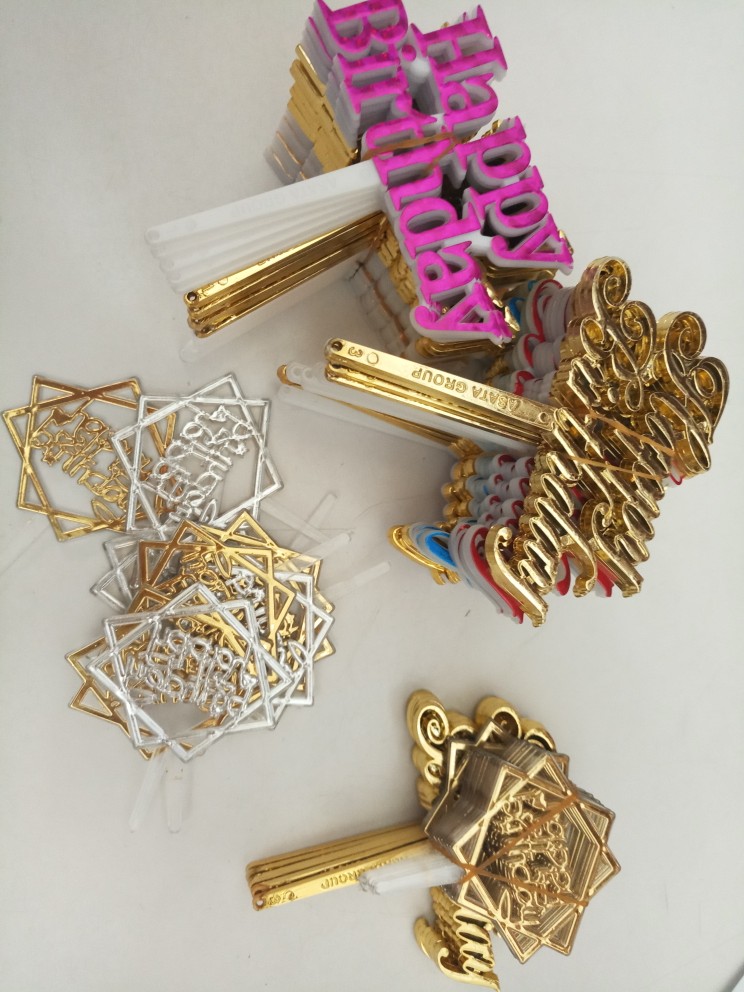 Ti-0013 Cake Topper Hiasan Kue Tulisan Happy Birthday Hbd Ungu