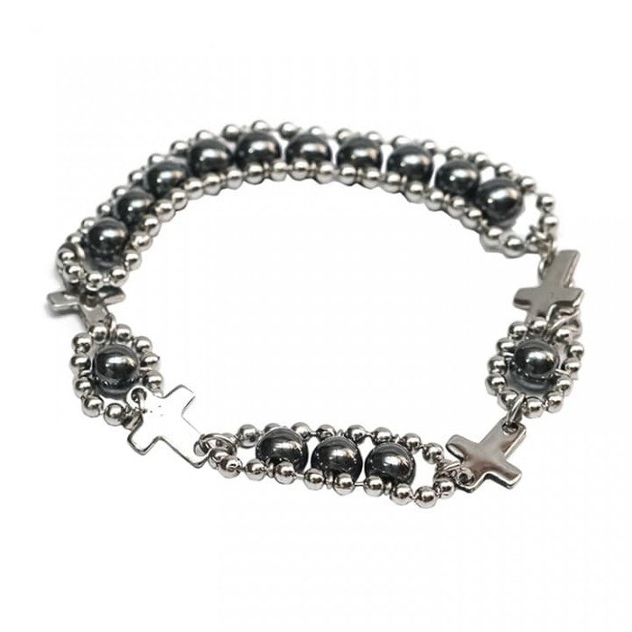 Rosario Gelang Batu Blustin Bulat Double Monel - Rosario Gelang