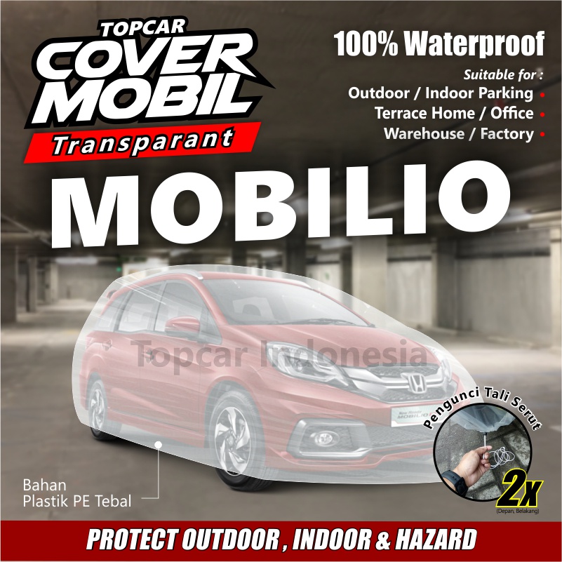 TOPCAR Cover Mobil Transparan Mobilio Honda Plastik Tebal Plastik Waterproof Outdoor Indoor Part Mobil Aksesoris Exterior Selimut Pelindung Anti Air Debu Kotoran Hewan Teras Gudang Rumah