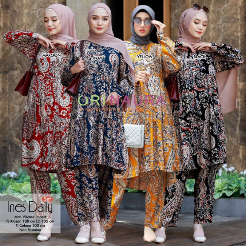 Ines Daily ORI NAURA, SETELAN PREMIUM TUNIK SET
