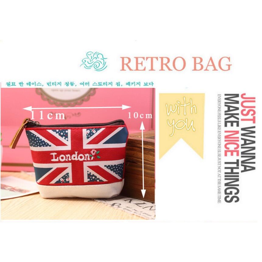 Tas Coin Bag Tas Zakka England Style Dompet Mini Bag