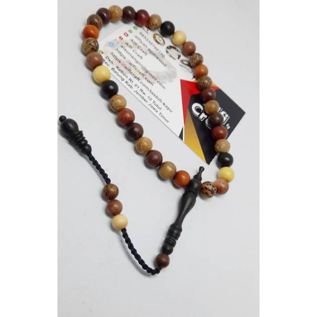 Tasbih Kayu kombinasi kayu Bertuah 11 jenis kayu Bertuah 33 Butir By Alficraft