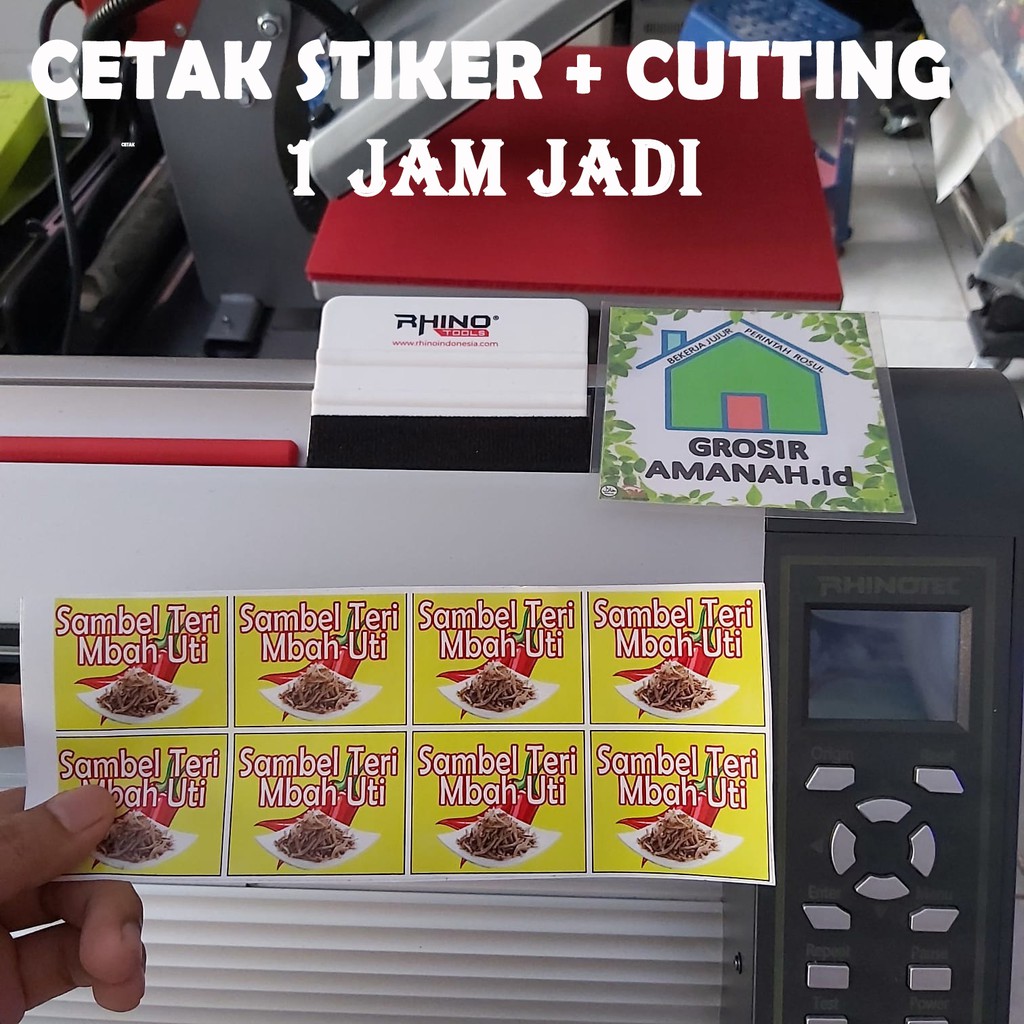 Stiker Vynil tahan air putih / transparan kemasan jajan dll + cutting grosiramanah