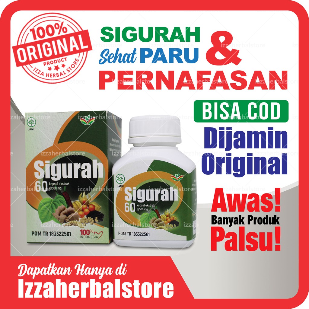 SIGURAH Kapsul Gurah Herbal ORIGINAL Ekstra Herbal Pernapasan Gurah Batuk Berdahak Dahak Lancar