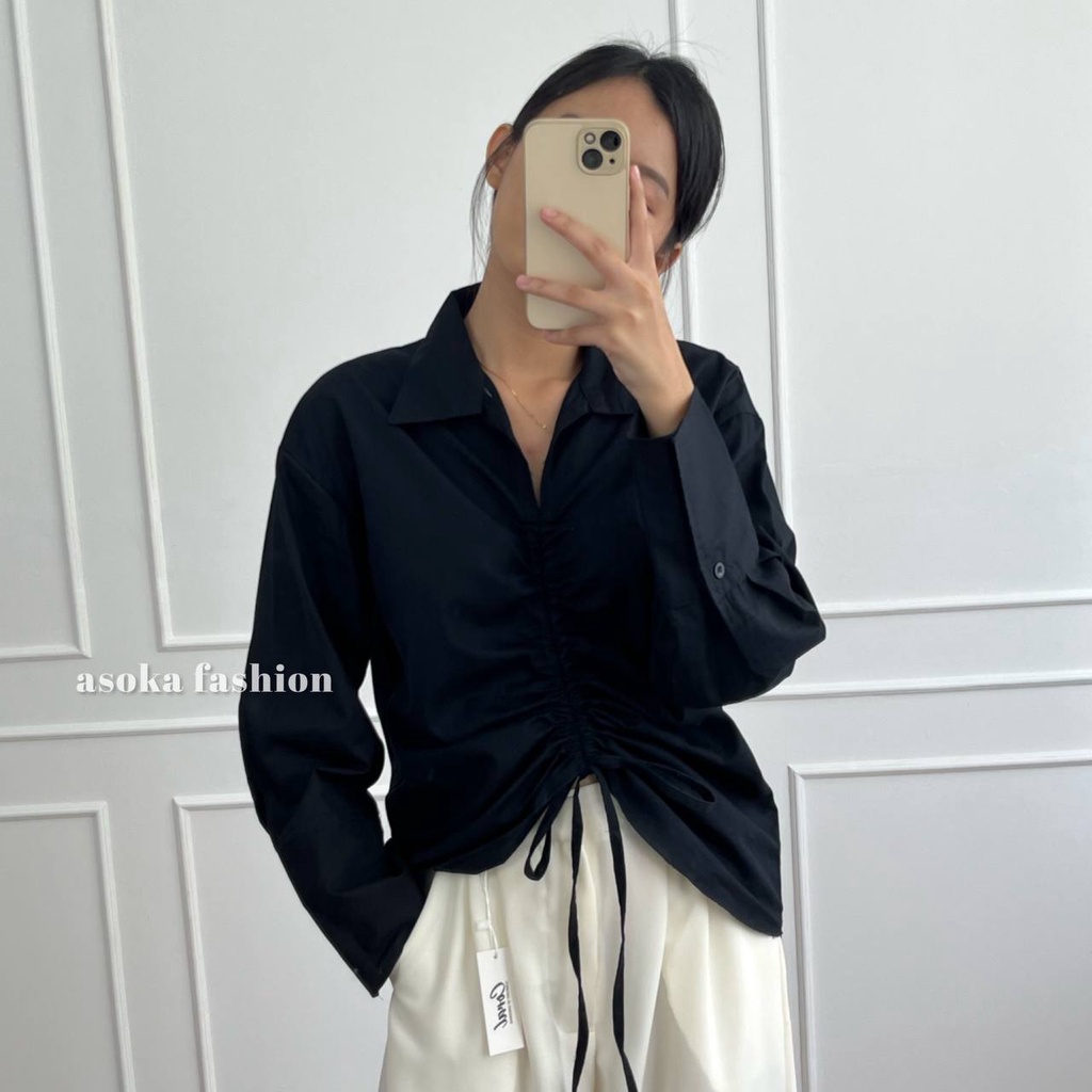 ASOKA  Yoone Top 2142 - Kemeja Korean - Kemeja Serut - Kemeja Polos Wanita