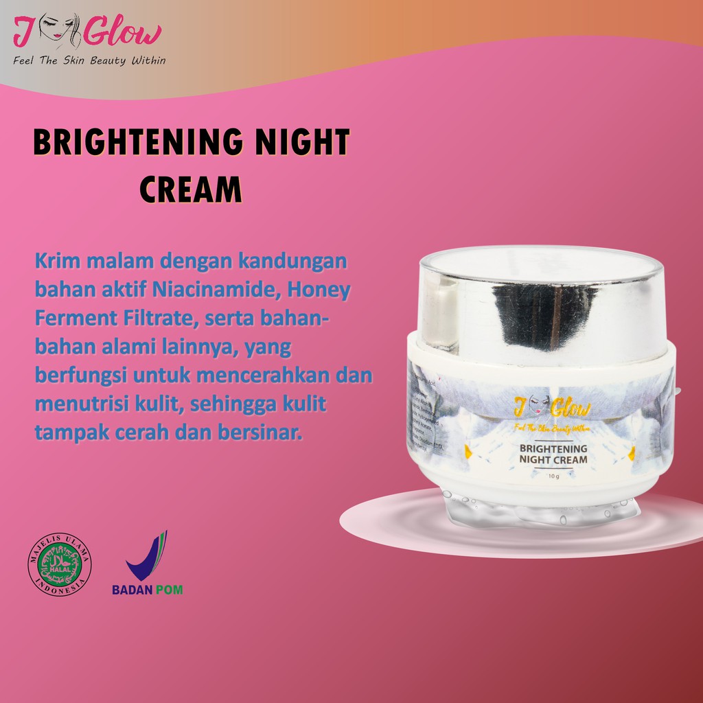 Jglow Night Cream Krim Malam Skincare J Glow Perawatan Wajah Glowing Aman BPOM