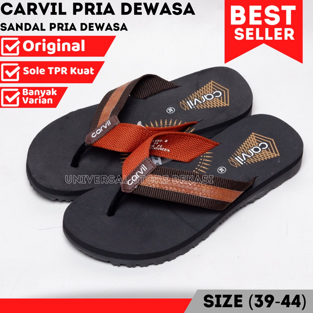 Sandal Pria Carvil Original Anti Air Sendal Jepit Karet Lelaki Laki Cowok Gunung Outdoor Dewasa