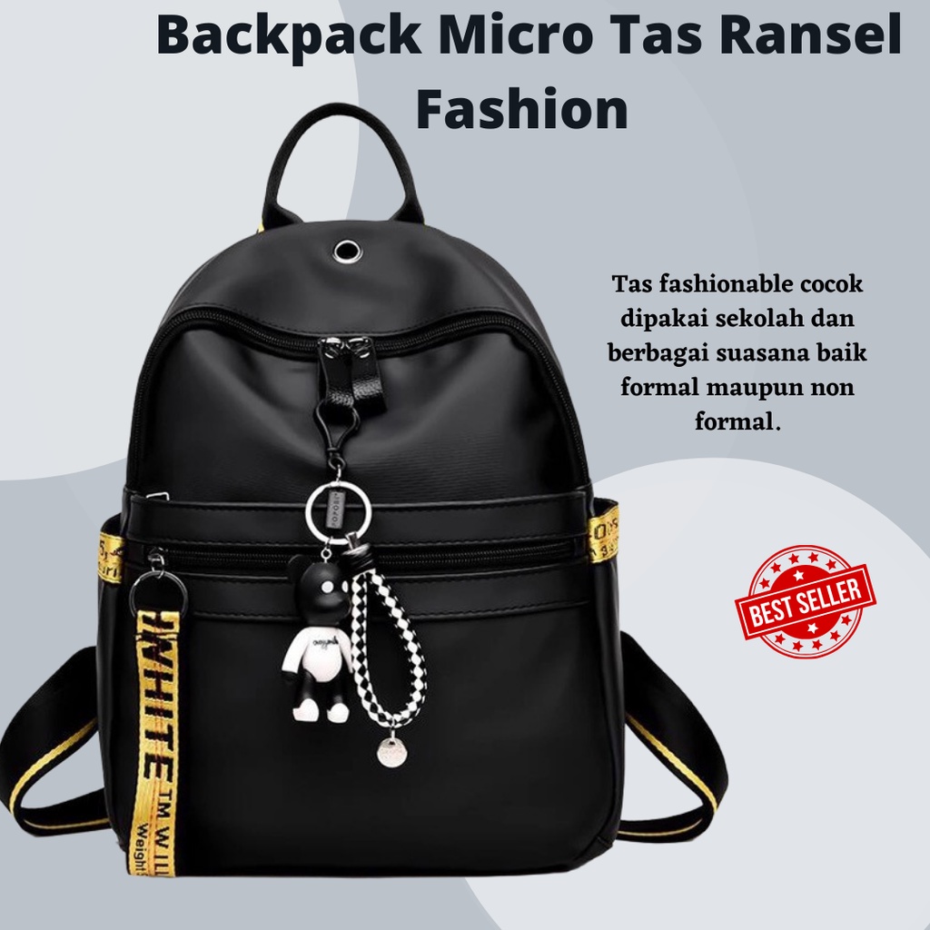 TERLARIS!!! Tas Backpack Micro Tas Ransel Fashion Warna List Kuning Tanpa Gantungan