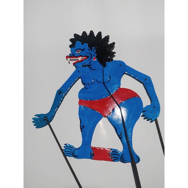 WAYANG kulit kertas mainan jin setan Biru tinggi -+45cm