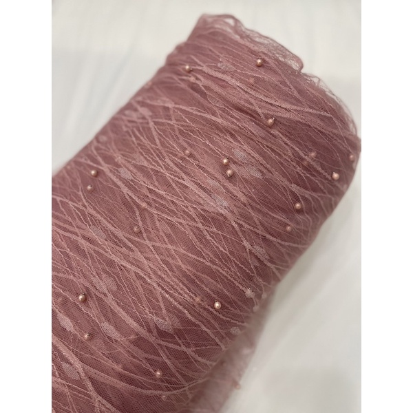 kain Tulle akar mutiara-Dusty pink
