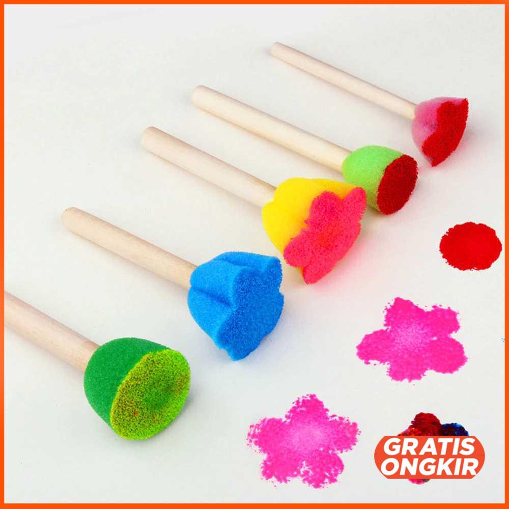 Mainan Anak Sponge Stamp Flower Brush 5 PCS F697