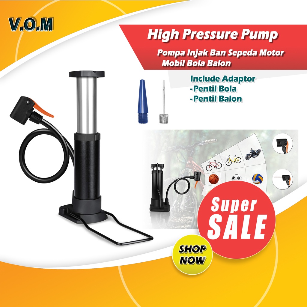 0727 High Pressure Pump Pompa Injak Ban Sepeda Motor Mobil Bola Balon